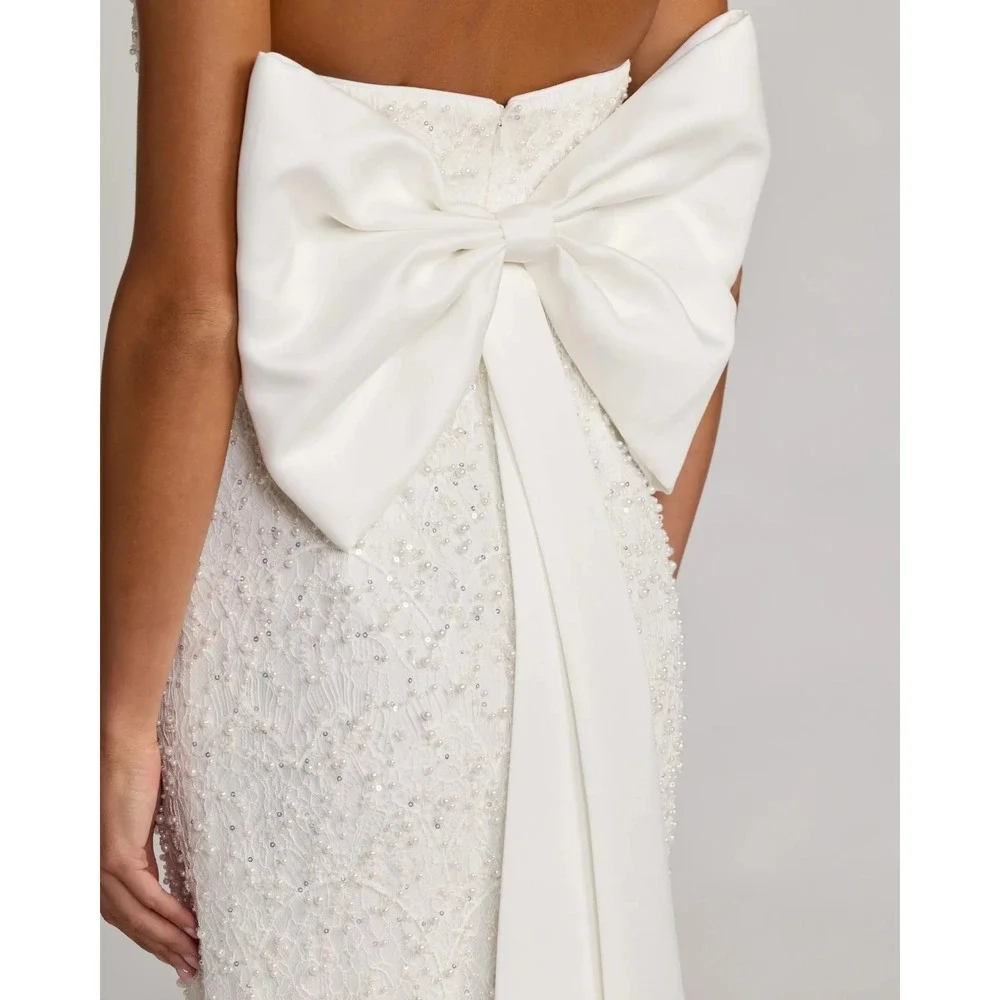 NWT Mac Duggal Ivory Strapless Beaded Bow Back Midi Dress‎ $498 - Size 6